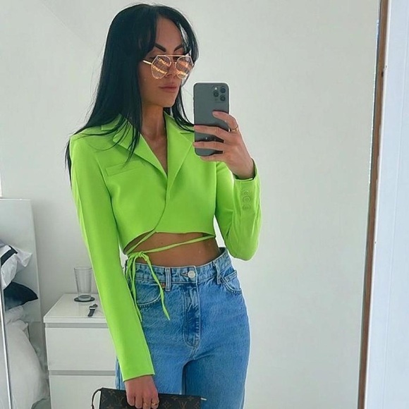 Zara Jackets & Blazers - Vibrant Green Women's Wrap Top
